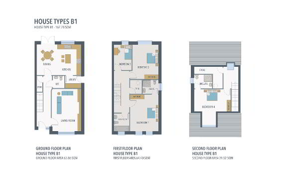 Floorplan 1 of House Type B1, 4 Bed End Townhouse, Boann Weir, Boyne Road, Boyne Road, Navan