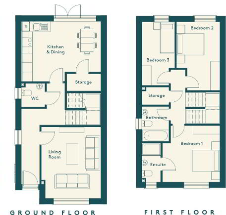 Floorplan 1 of 3 Bedroom Terrace, Beaufort, Boyne Village, Navan