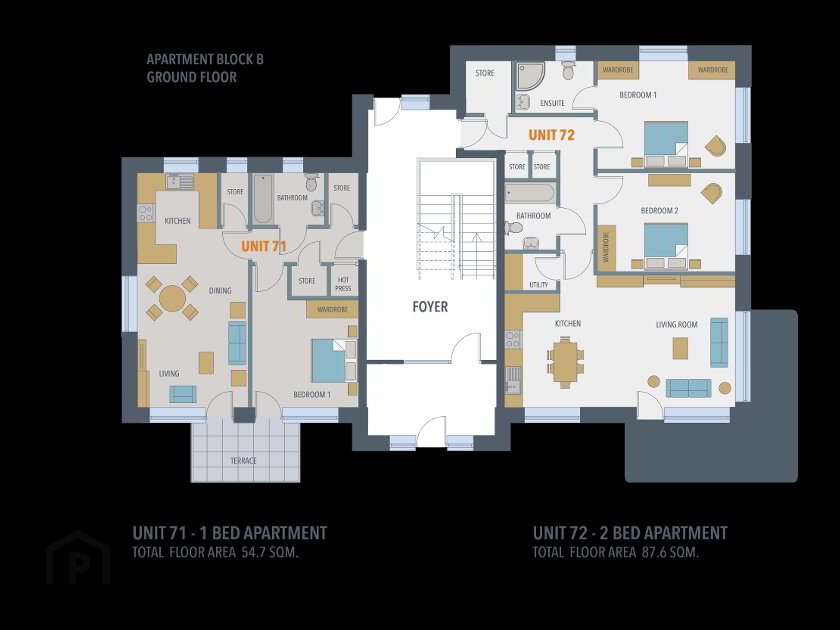 Floorplan 1 of Block B, 1 Bed Apts & 2 Bed Apts, Boann Weir, Boyne Road, Boyne Road, Navan