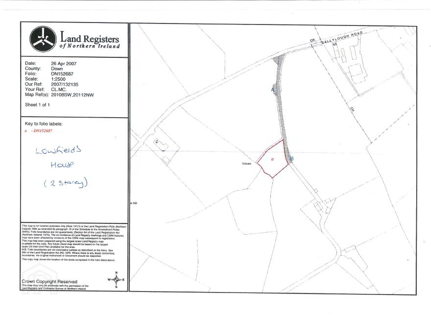 LOWFIELD HOUSE, 160m SE Of 47 Ballylough Road, Donaghcloney, Banbridge, BT66 7PQ