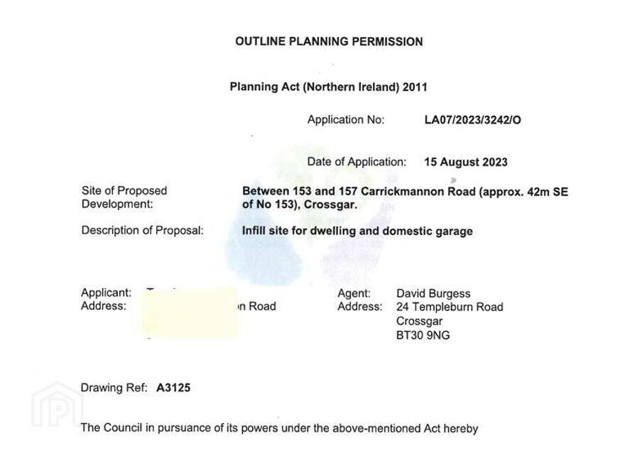 Freehold Building Site Between 153 And 157, Carrickmannon Road, Raffr...Crossgar, BT30 9NL