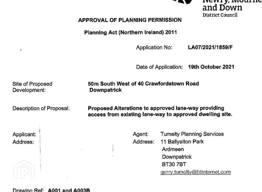 50 Metres South West Of, 40 Crawfordstown Road, Loughinisland, Downpatrick, BT30 8QA
