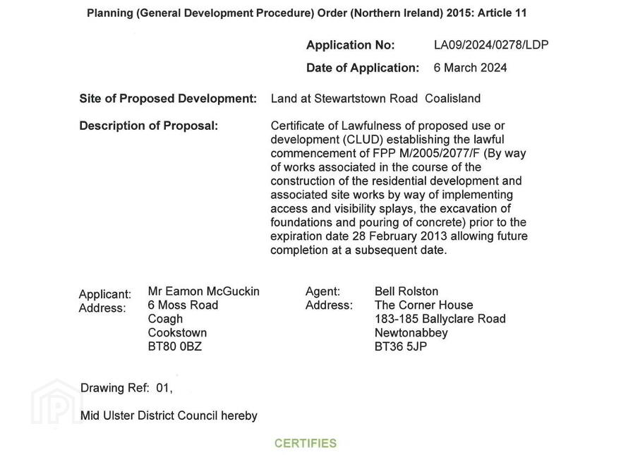 Development Site, @ Stewartstown Road, Coalisland
