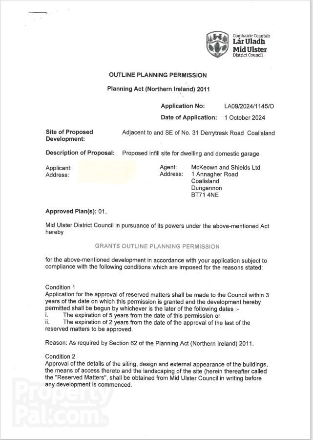 Site Adjacent To & SE Of 31 Derrytresk Road 3 of 3