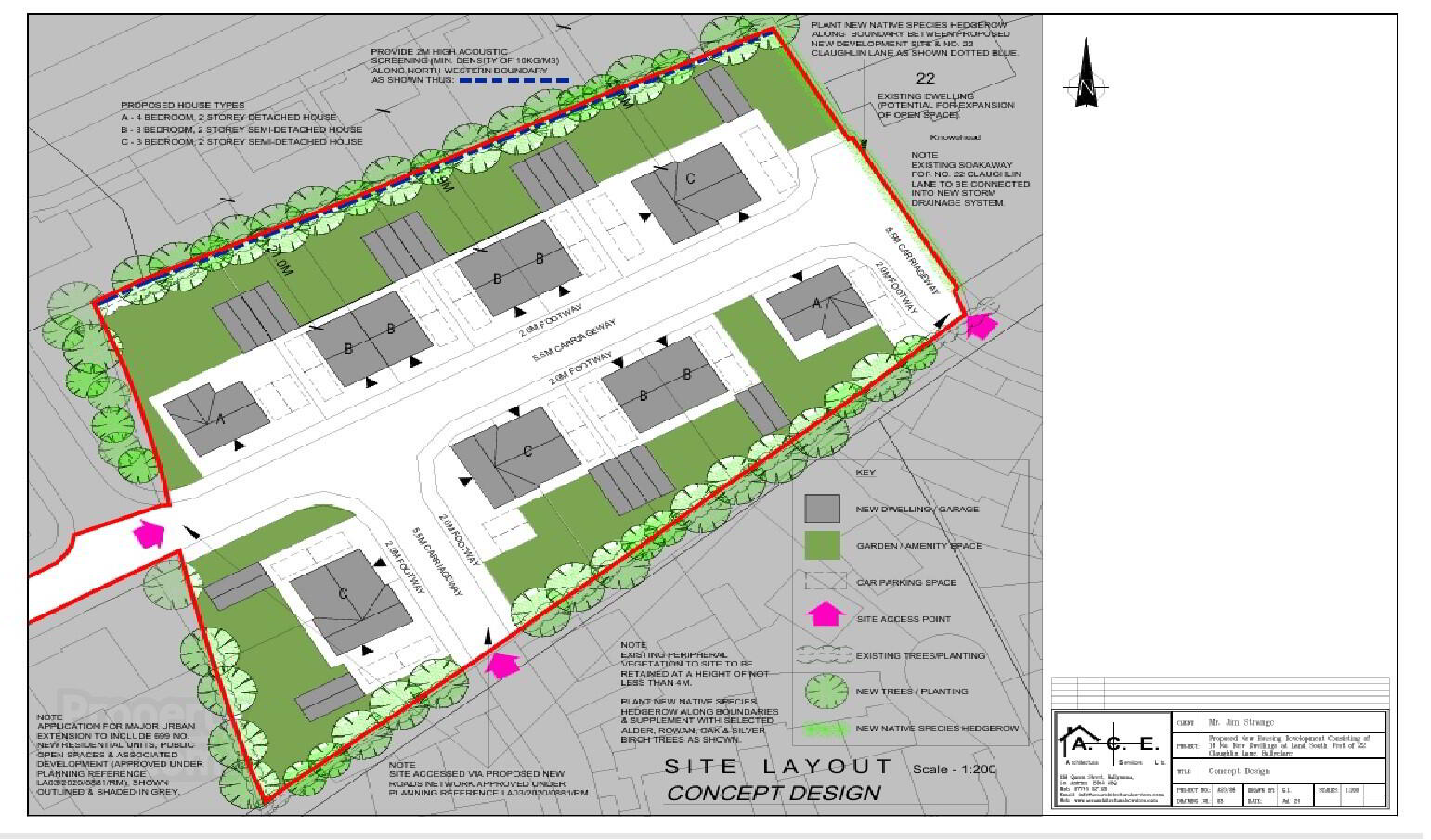 Proposed New Housing Development Of 14 Dwellings, Land South West Of 22 Claughlin Lane