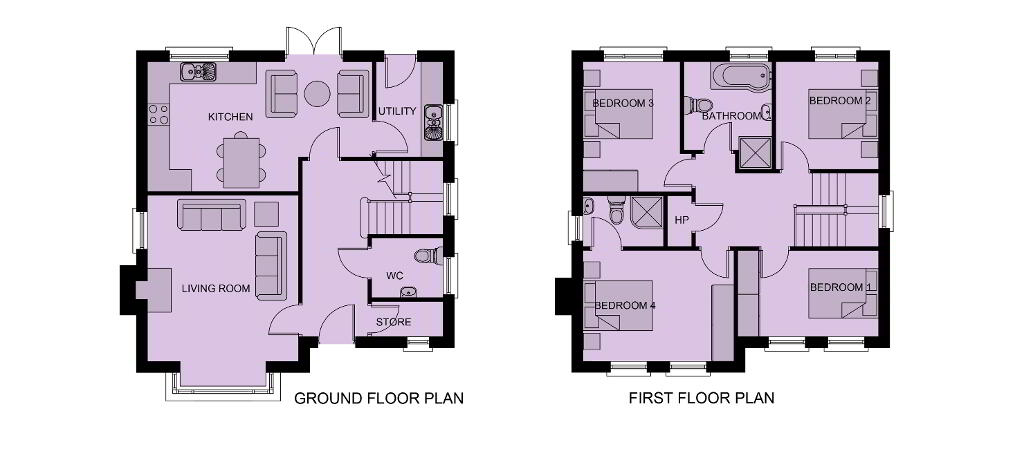 Floorplan 1 of House Type 3, Castle Drive, Newry
