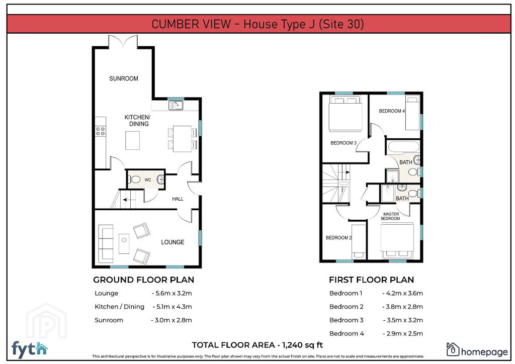 Floorplan 1 of Type J, Cumber View, Upper Main Street, Claudy, L’derry
