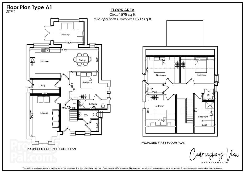 Floorplan 1 of Type A1, Coolmaghery View, Magheramason, L’Derry